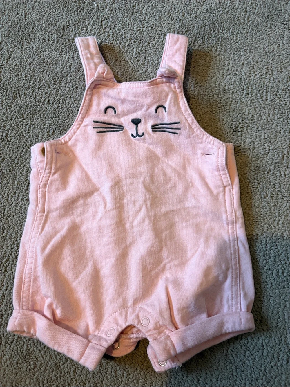 Carter's Light Pink Cat Face Overalls Romper